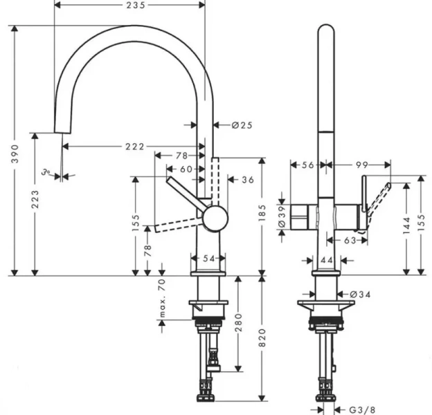 Смеситель для кухни Hansgrohe Talis M54 хром 72805000 (детальная фотография), для кухни
