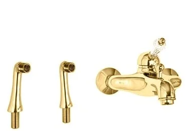 Смеситель для ванны Cezares Vintage хром, ручка Swarovski VINTAGE-PBVM-01-Sw (детальная фотография), округлая форма, с душевой лейкой