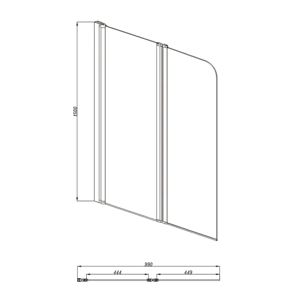 Шторка для ванны Акватек 100x150 см профиль оружейная сталь AQ DEL SBA 10015GM (детальная фотография), недорогие