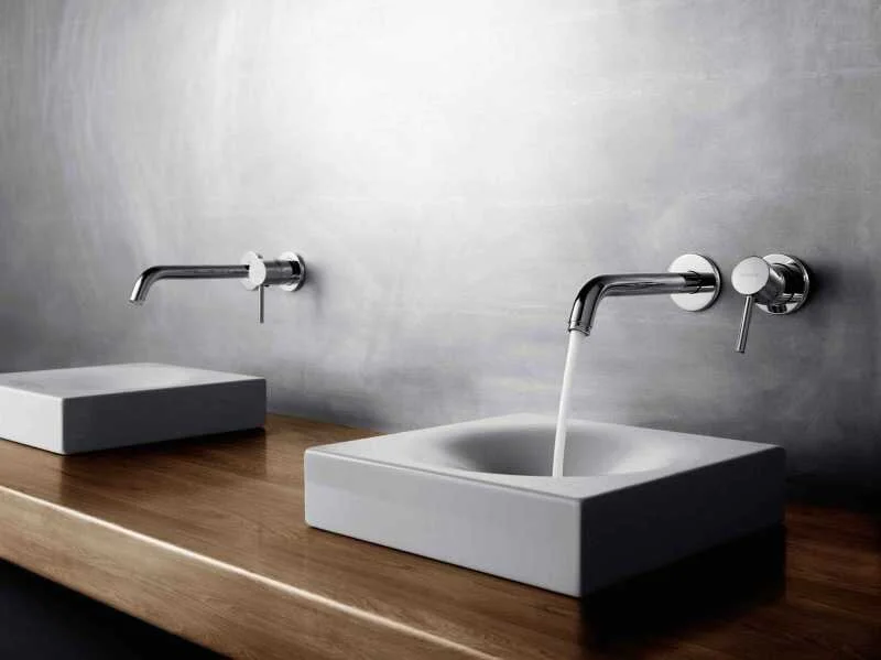 Смеситель для раковины Kludi Bozz 38245 настенный (детальная фотография), современные, hi-tech