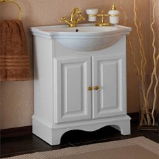 Тумба под раковину, цвет белый матовый, фурнитура золото, La Beaute Michel