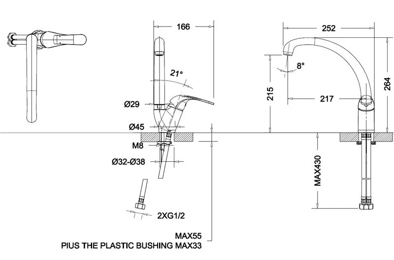 Смеситель для кухни Bravat FIT F7135188CP-1-RUS (детальная фотография), для кухни
