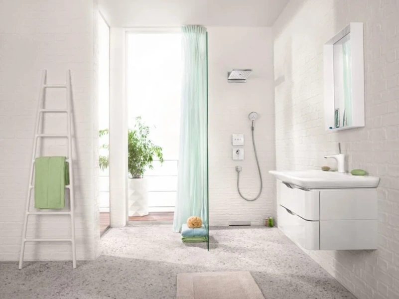 Верхний душ Hansgrohe Rainmaker Select 24011400 с тремя типами струи (детальная фотография), современные, hi-tech index_1