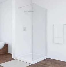 Душевая перегородка профиль белый стекло прозрачное Vegas-glass