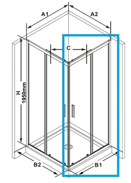 Душевой уголок Ravak Blix Slim X1XM 90x80 см прямоугольный (детальная фотография), прямоугольные