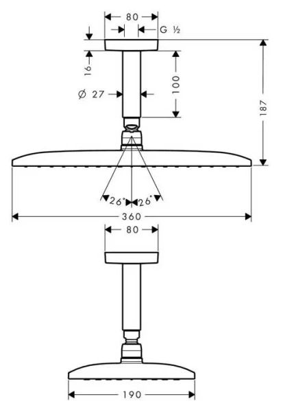 Верхний душ Hansgrohe Raindance E хром 27381000 (детальная фотография), верхние души