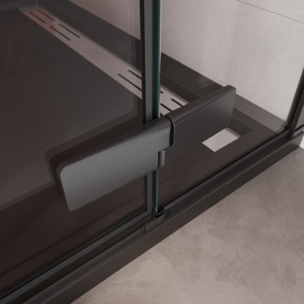 Душевая дверь в нишу Cezares Liner 90 см левая профиль черный LINER-B-12-90-C-NERO-L (детальная фотография) index_1