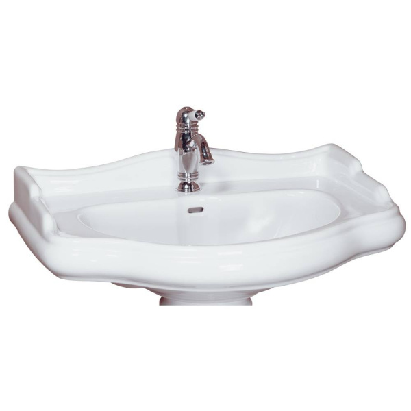 Раковина консоль Migliore Bella 20604 73 см с белой матовой полкой (детальная фотография), прямоугольной формы