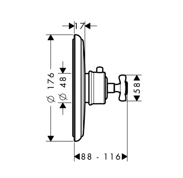 Смеситель для душа термостатический Axor Montreux 16815 (детальная фотография), для душа