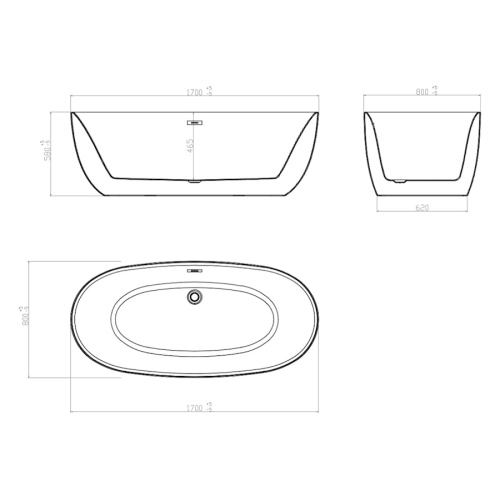 Ванна акриловая Vincea 170x80 см белая VBT-205 (детальная фотография), современныe, hi-tech