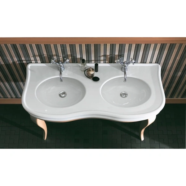 Раковина двойная Simas Lante LA12 (детальная фотография), белые, черные