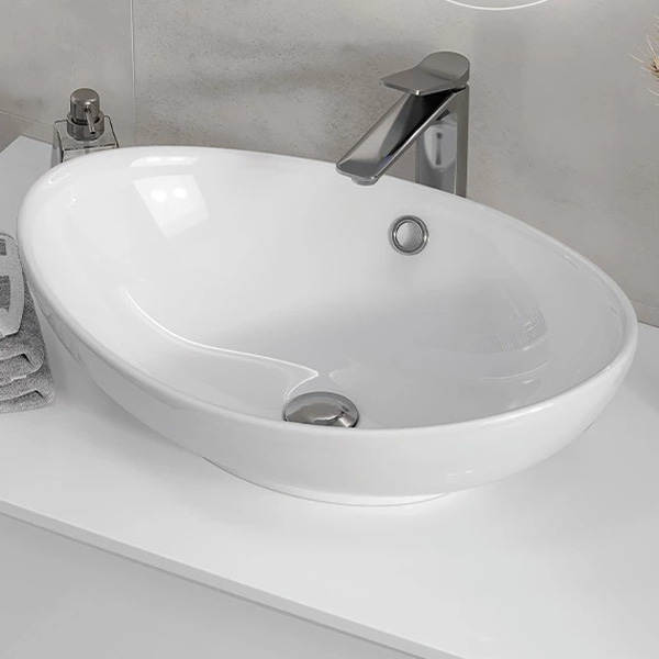 Раковина Velvex 57 см белая 7027A (детальная фотография), современные, hi-tech