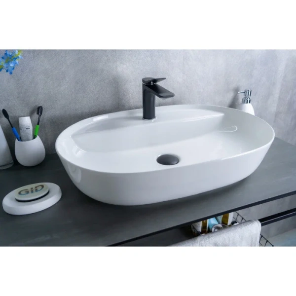 Раковина GID Lago D1346 61 см белая 51194 (детальная фотография), в форме чаши, круглой формы