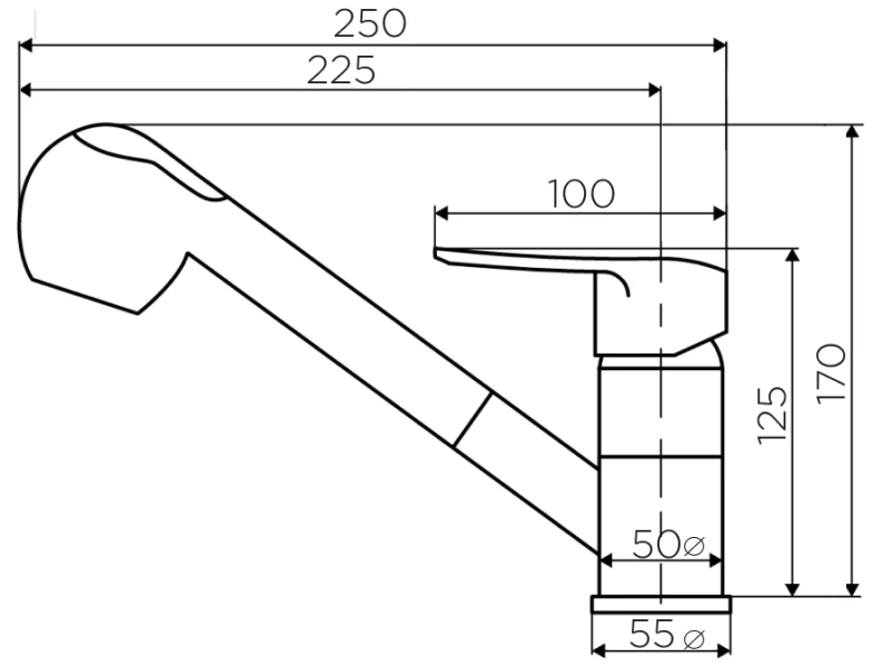 Смеситель для кухни Dorff Ultra с вытяжным изливом D5000000 (детальная фотография), с поворотным изливом