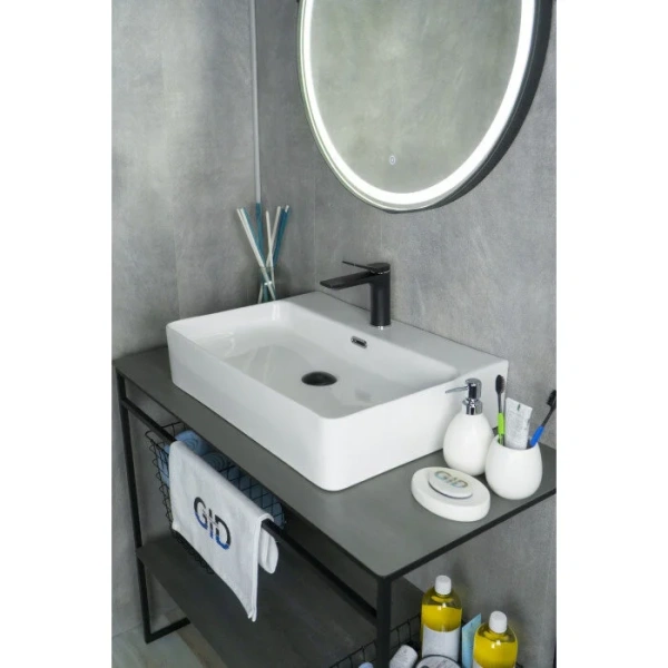 Раковина GID Geometrico N9256 60 см белая 51172 (детальная фотография), керамические