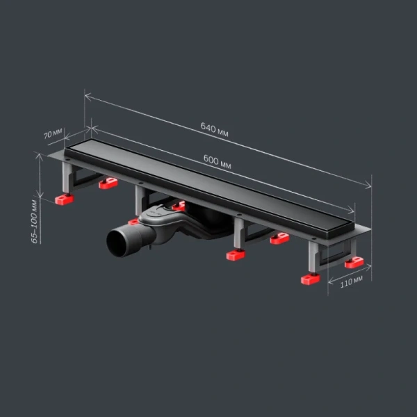 Душевой лоток Am.Pm MasterFlow 60 см черный матовый W01SC-U11-060-04BM (детальная фотография), для монтажа в пол