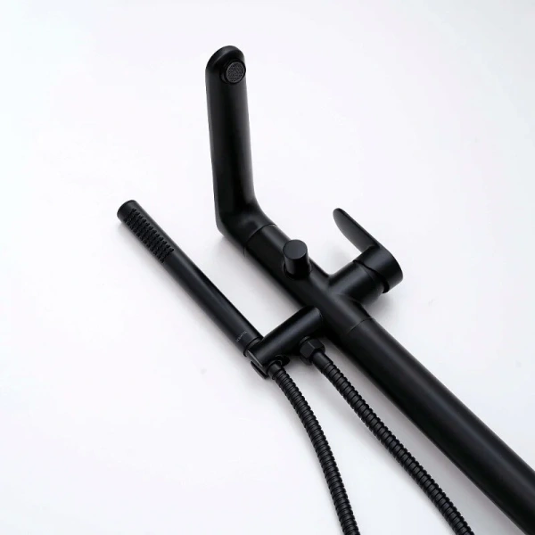 Смеситель для ванны Акватек Ника черный матовый AQ1845MB (детальная фотография), напольные