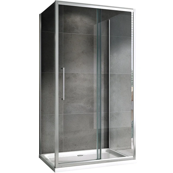 Душевой уголок Abber Schwarzer Diamant 140х75 см профиль хром, стекло прозрачное AG30140H-S75-S75 (детальная фотография)