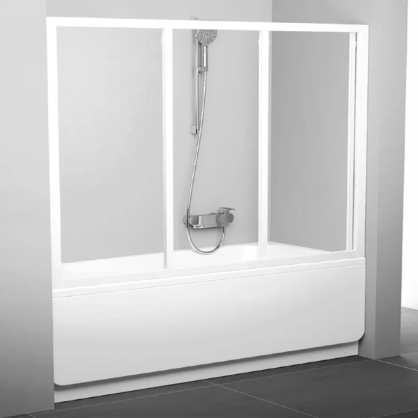 Шторка для ванны, профиль белый, стекло прозрачное, Ravak AVDP3-180 40VY0102Z1 (детальная фотография)