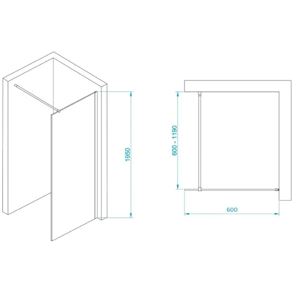 Душевая перегородка RGW Walk In 60 см стекло прозрачное 35100206-11 (детальная фотография), современные, hi-tech