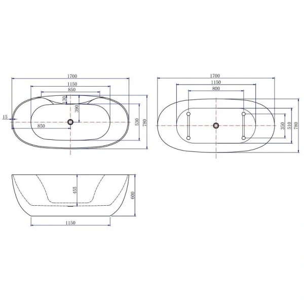 Ванна акриловая Aquanet Family Sweet 155778-GW, 170 x 78 см, цвет белый глянцевый (детальная фотография), акриловые