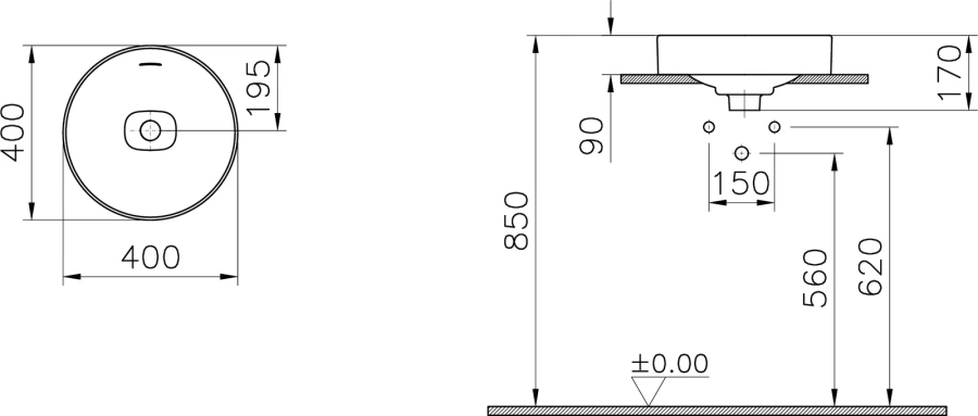 Раковина VitrA Metropole 40 см белая 7532B003-0673 (детальная фотография), 40 см
