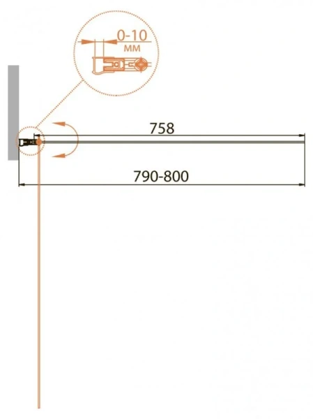 Шторка для ванны Cezares Relax 80х140 см универсальная RELAX-V-1-80/140-C-Bi (детальная фотография), 80 см