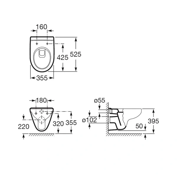 Унитаз подвесной Roca Victoria белый 34630300R (детальная фотография), без бачка, со скрытым бачком