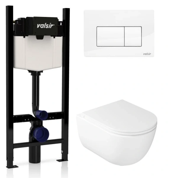 Унитаз с инсталляцией Valsir Dream с белой глянцевой клавишей KIT VSWG 7334 Slim P1 (детальная фотография)