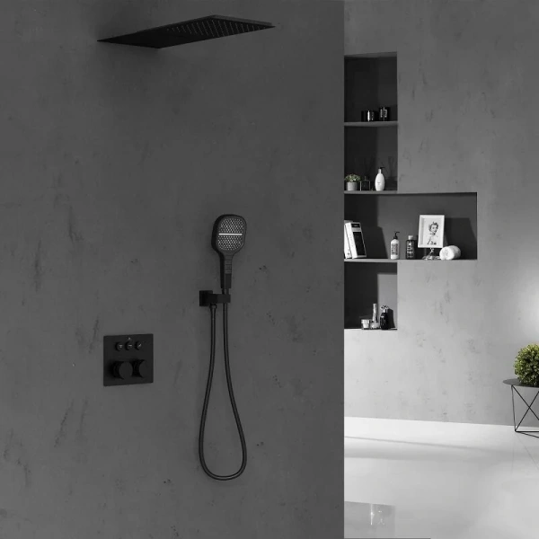 Душевой комплект Vincea термостатический, черный VSFW-401TMB (детальная фотография), черные