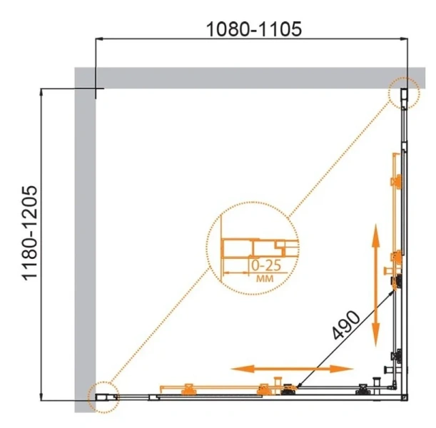 Душевой уголок Cezares Molveno 120х110 см прозрачное стекло профиль золото MOLVENO-AH-22-120/110-C-BORO-IV (детальная фотография), прямоугольные