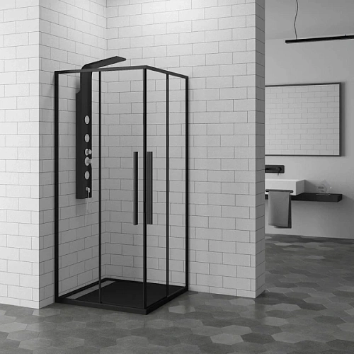 Душевой уголок RGW Stilvoll SV-31B 100x100 см профиль черный, стекло прозрачное - фото 1