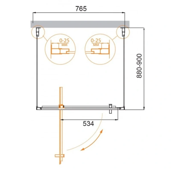 Душевой уголок Cezares Molveno 80x90 см профиль хром стекло прозрачное MOLVENO-BA2-80/90-C-Cr-IV (детальная фотография), прямоугольные