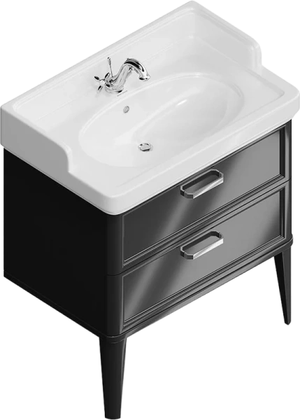 Тумба под раковину напольная Kerama Marazzi Pompei 80 см черная глянцевая PO.N.80.2\BLK (детальная фотография), напольная, пристенная