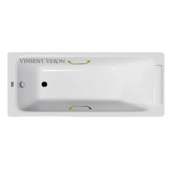 Чугунная ванна Vinsent Veron Italon VIT1707045H/VH0012GD, 170 x 70 см, ручки золото, цвет белый (детальная фотография)