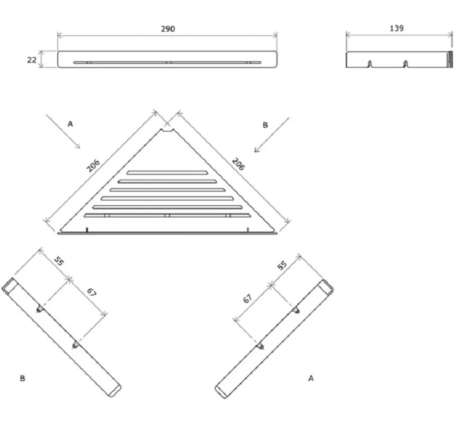 Полочка для ванной Ravak Slim черная/хром X07P576 (детальная фотография), современные, hi-tech