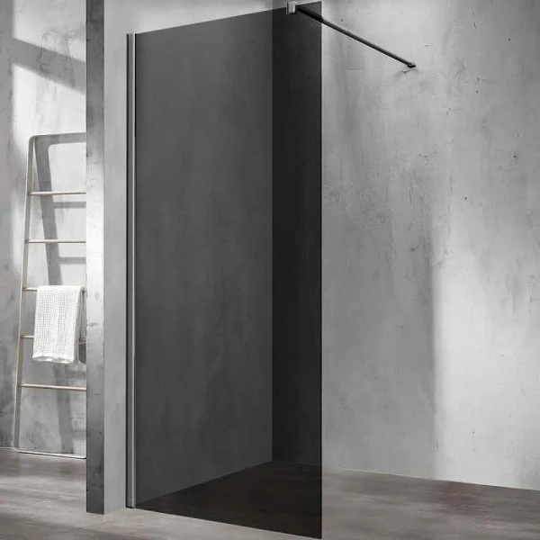 Душевая перегородка Vincea Walk In 90 см профиль вороненая сталь, стекло тонированное VSW-1H900CGGM (детальная фотография)