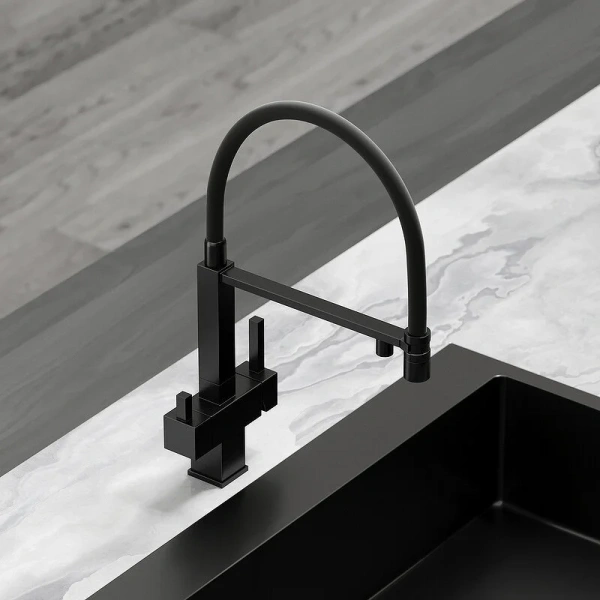 Смеситель для кухни Sancos Moro черный SC4006MB (детальная фотография), однорычажные, двухрычажные