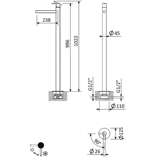 Смеситель для раковины Cezares Leaf хром LEAF-TVP-L-01-W0 (детальная фотография), для раковины