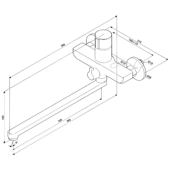 Смеситель для ванны Am.Pm X-Joy хром F85A90500 (детальная фотография), для ванны