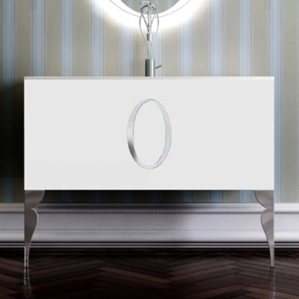 Тумба без раковины с 2 ножками, белая 100 см. La Beaute KANTAL B100K1 (детальная фотография)