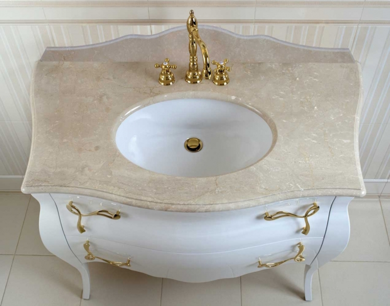 Столешница, цвет botticino, 3 отверстия под смеситель, La Beaute Holly M116BOT3 (детальная фотография), по запросу