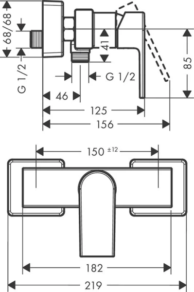 Смеситель для душа Hansgrohe Vernis Shape матовый черный 71650670 (детальная фотография), для душа