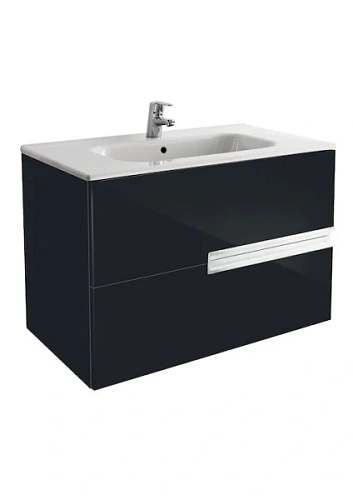 Тумба под раковину подвесная Roca Victoria Nord Black Edition 80 см черный глянец - фото 1