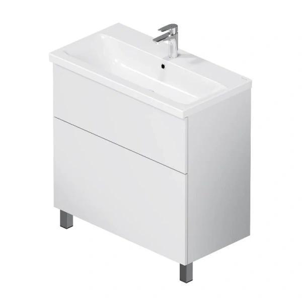 Тумба под раковину напольная Am.Pm Gem 80 см с 2 выдвижными ящиками M90FSX0802WG (детальная фотография), недорогo, комплект (набор)