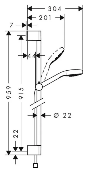 Душевой гарнитур Hansgrohe Croma Select S белый/хром 26570400 (детальная фотография), душевые гарнитуры