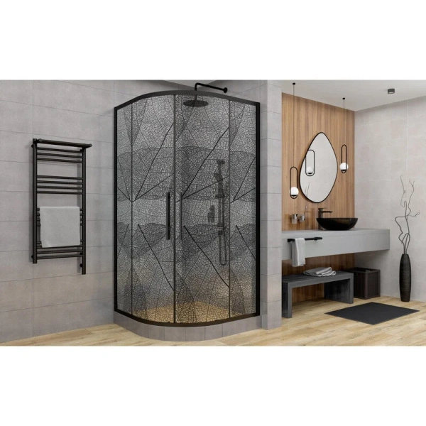 Душевой уголок Deto HB 90x90 см профиль черный HB90 (детальная фотография), современные, hi-tech, декорированные