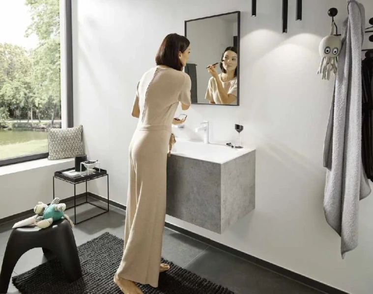 Смеситель для раковины Hansgrohe Finoris белый матовый 76010700 (детальная фотография), с донным клапаном