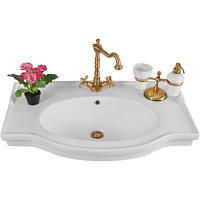 Раковина-консоль керамическая, цвет белый, 1 отв. под смес., с кольцом перелива цвета хром, La Beaute Michel LA8380