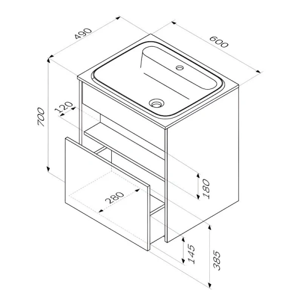 Тумба с раковиной подвесная Am.Pm Func M8FFUX0601 60 см МДФ (детальная фотография), в наличии, по запросу